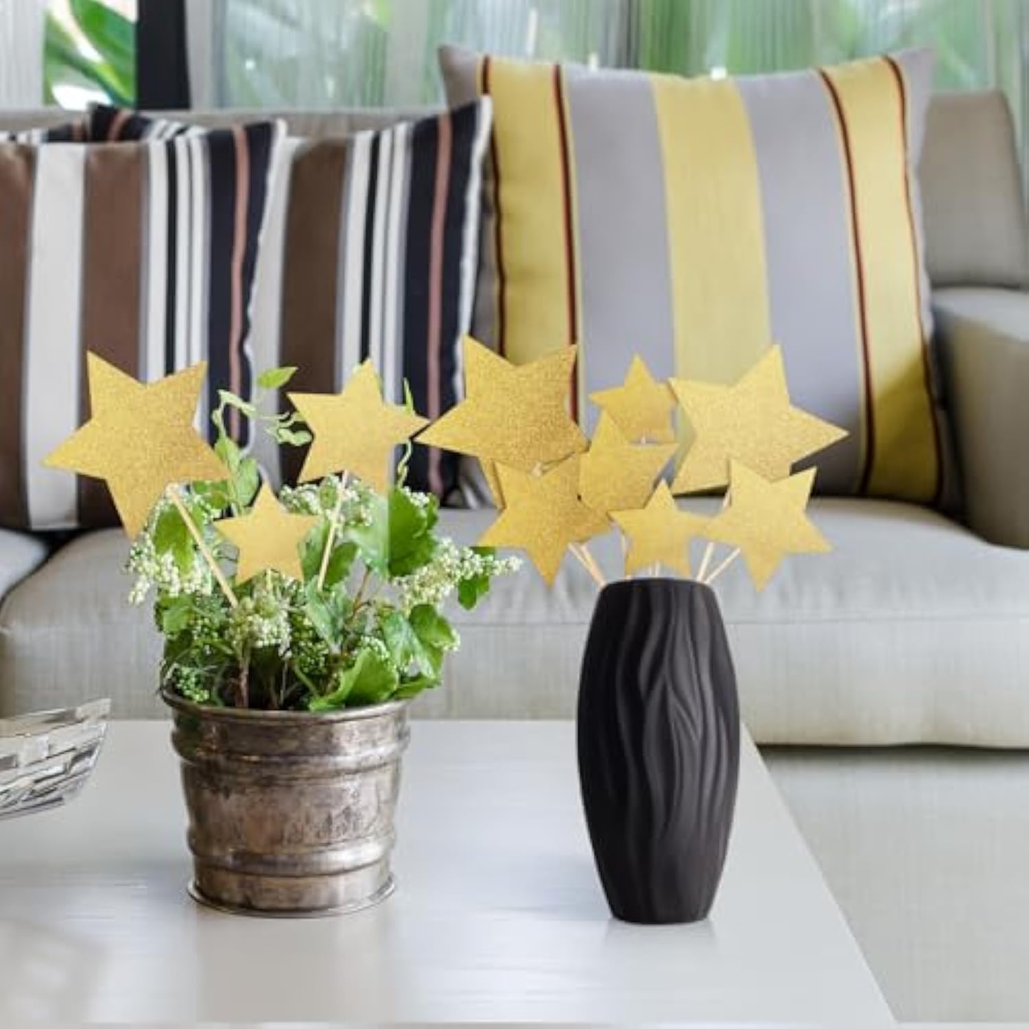 42 Pcs Gold Star Centerpieces Sticks Twinkle Glitter Star Table Flower Centerpiece Sticks Golden Cake Toppers For Back To School Wedding Engagement Bridal Baby Shower Party Decorations