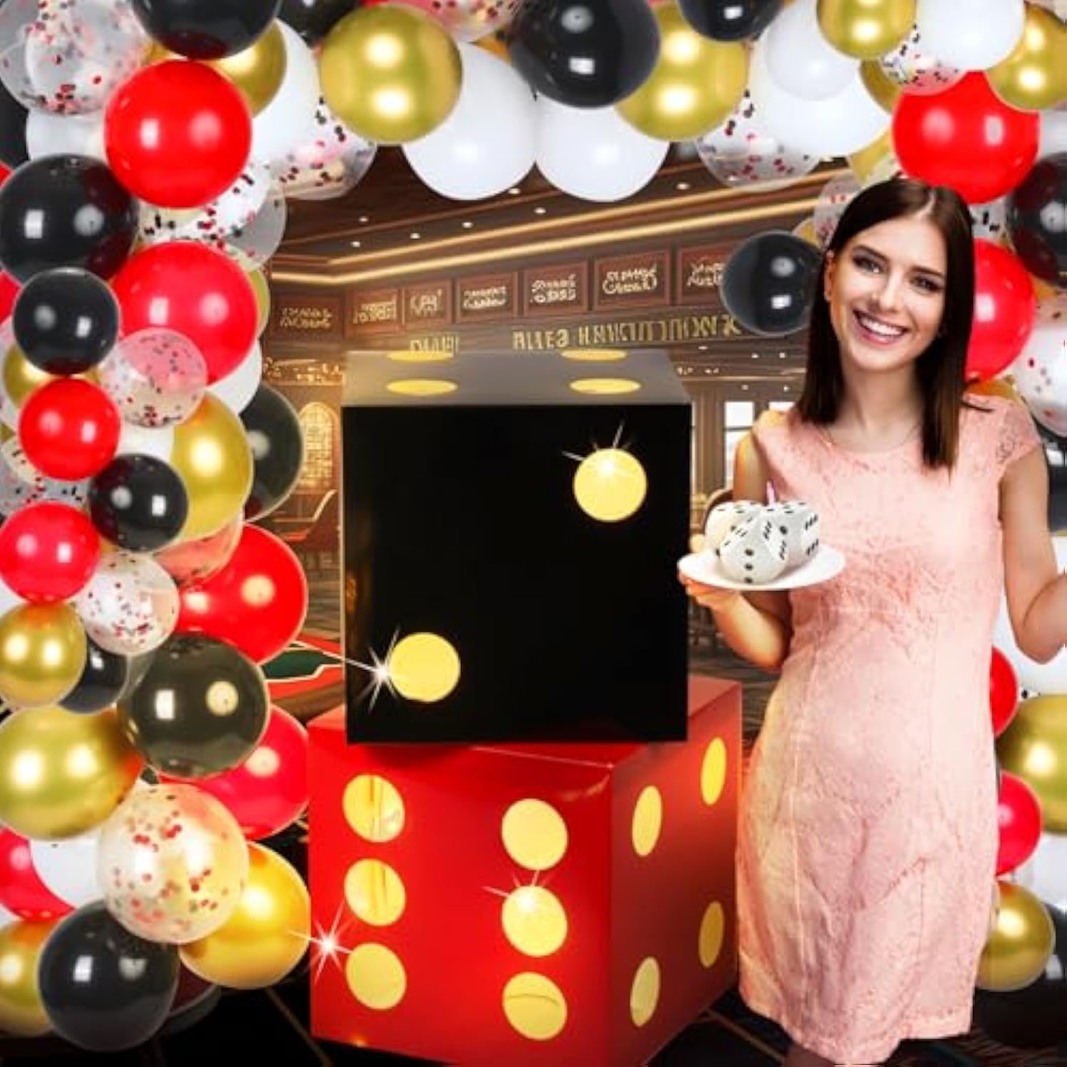 12 Pcs Large Dice Favor Boxes With Light 11.8 Inch Casino Party Decorations Giant Dice Box Jumbo Balloon Boxes Casino Birthday Party Las Vegas Casino Game Night Table Decor