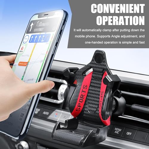 Phone Holder for Car Vent, Racer Seat Style Air Vent Cell Phone Stand Car Mount, 360° Rotation Adaptive Tightening Automobile Cradle, Universal for