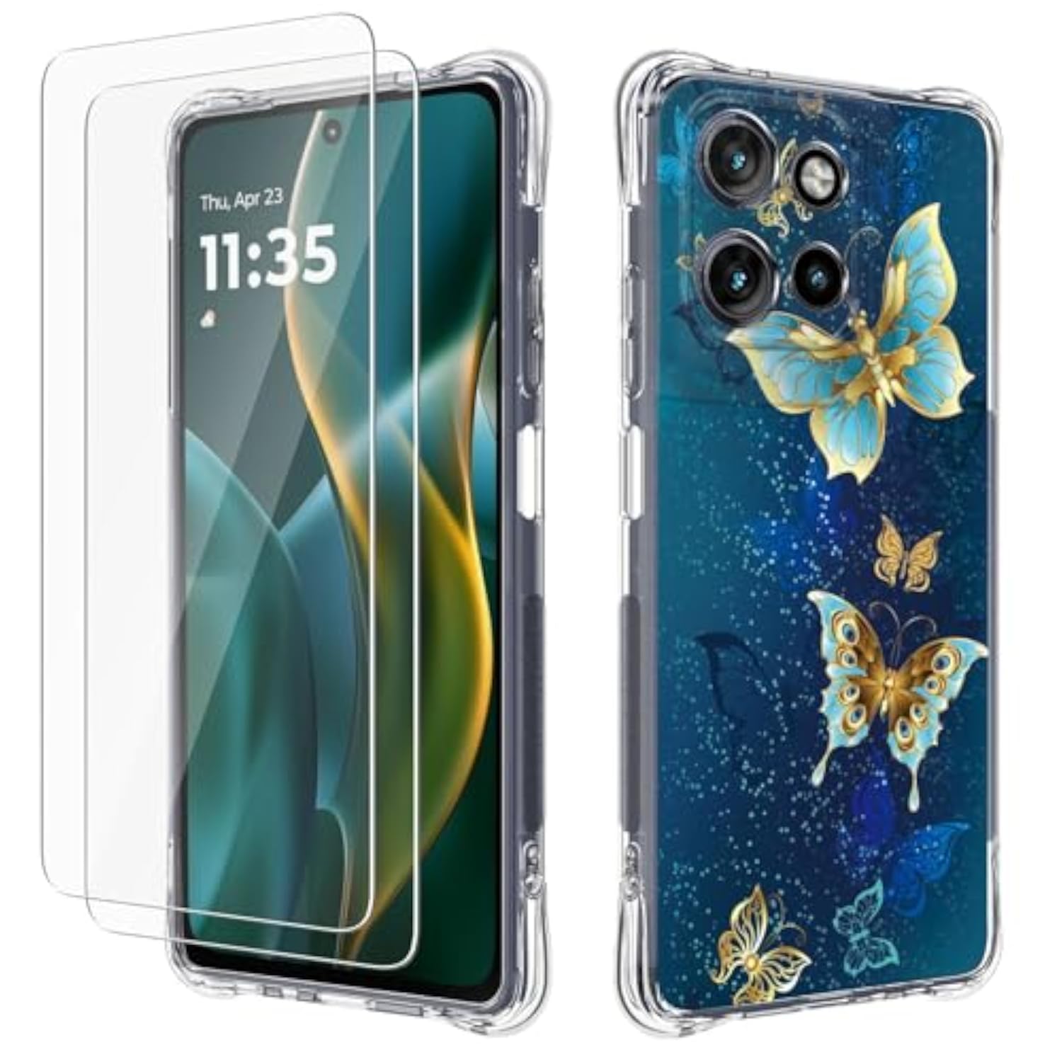 Motorola Moto G 5G 2025/2026 Slim Flexible TPU Case with Reinforced Corners and Shock Absorption for Girls Women, Compatible with Moto G Play 5G 2026 (Butterfly)