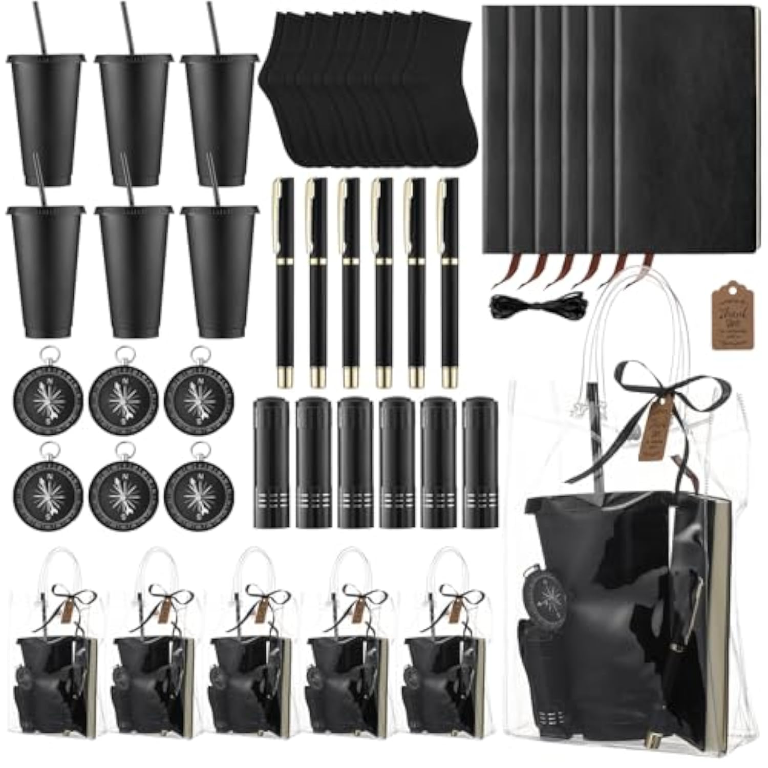 6 Set Baby Shower Prizes For Men Baby Shower Favors Gifts Including Black Plastic Cups Socks Compasses Pens Notebooks Flashlights With Gift Bags Labels And Ribbons For Men Groomsmen
