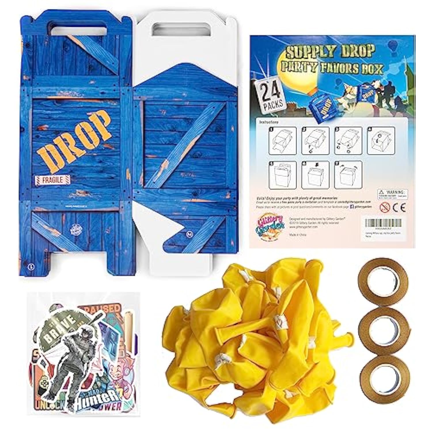 Game Party Military Supply Loot Drop Box Party Favors. Decoration And Gift Bags, Gaming-Themed Birthday Activities And Party Supplies