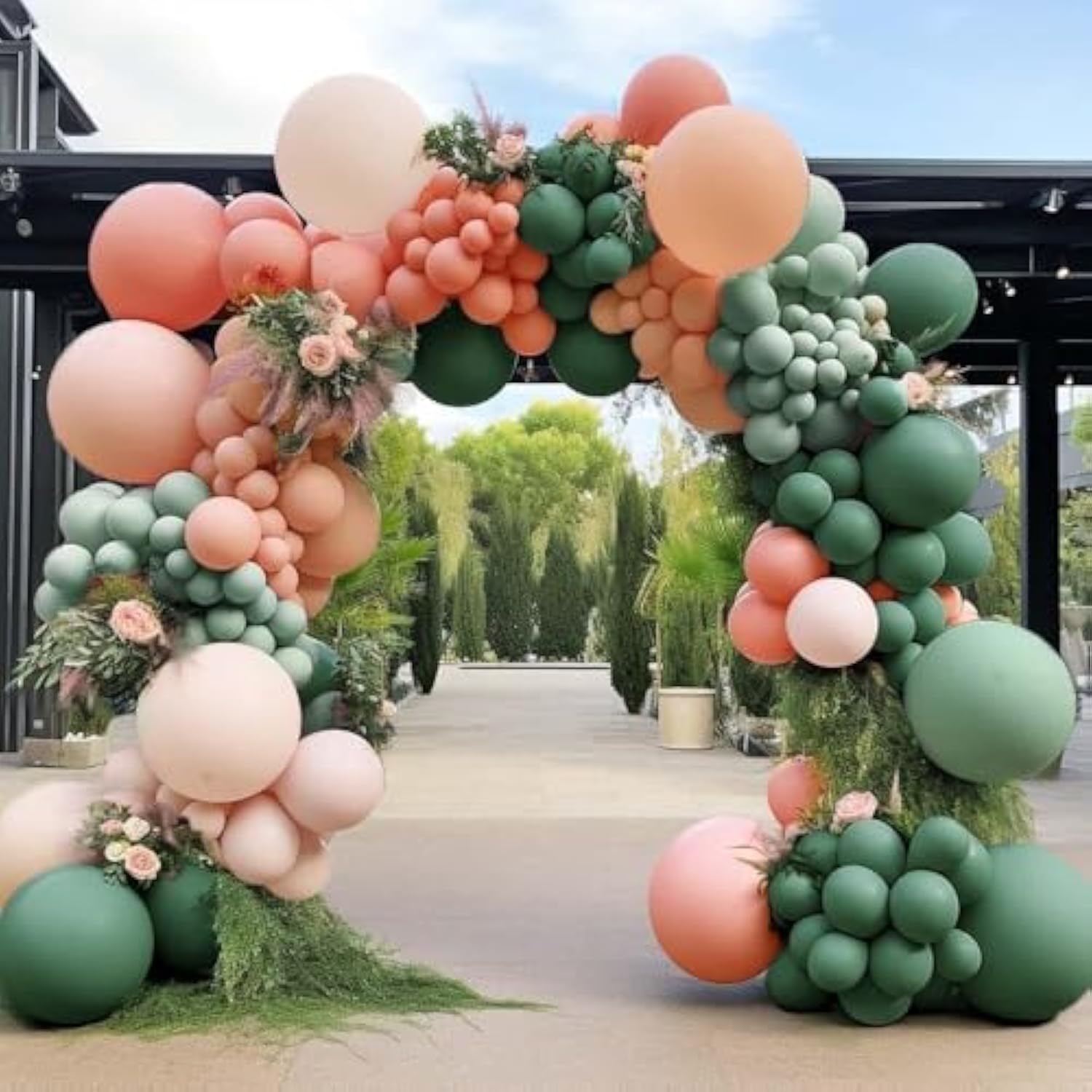 Sage Green & Peach Balloon Arch Kit: Baby Shower, Wedding Decor