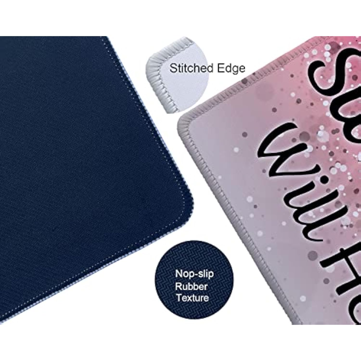 Mouse Pad Fashion Funny Wording Maybe Swearing Will Help Words Of Wisdom Keep Calm Non-Slip Rubber Base With Stitched Edges For Gaming Office Home And Travel, Pink