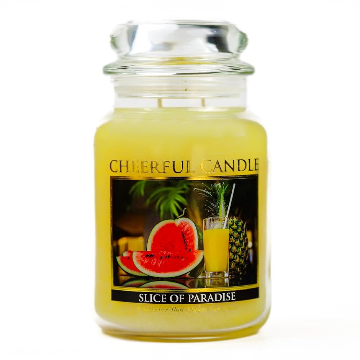 A Cheerful Giver - Slice Of Paradise Scented Glass Jar Candle (24 oz) with Lid & True to Life Fragrance Made in USA