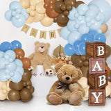 Boho Blue & Coffee Balloon Garland Kit: Teddy Bear Shower Decor