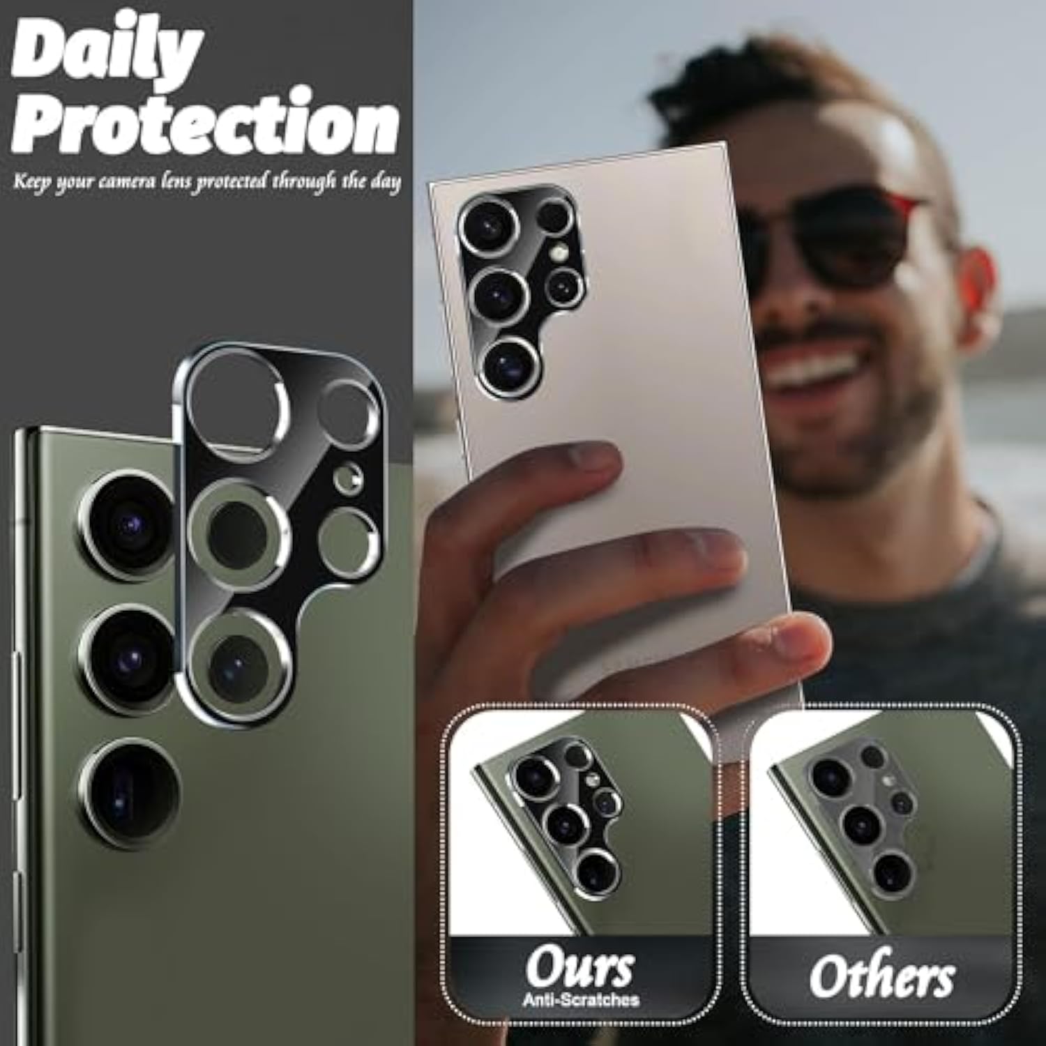 3-Pack Camera Lens Protector for Samsung Galaxy S24 Ultra 9H Tempered Glass