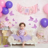 Pink Butterfly First Birthday Highchair Banner - 1St Birthday Decoration, Spring One Decor, Girls Highchair Banner, Photo Prop Cake Smash
