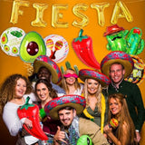 Fiesta Party Decorations Set, Big Taco Party Decorations Set - Pack Of 12, Fiesta Taco Llama Cactus Avocado Chili Sombrero Balloons For Mexican Party Decorations, Mexican Theme Baby Shower Decorations