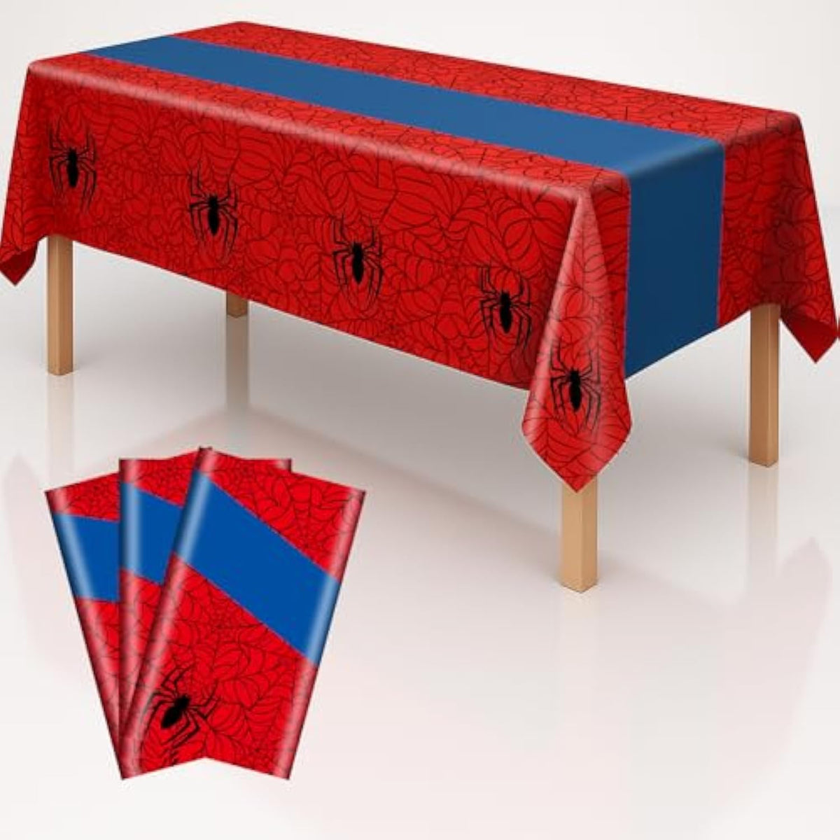 6-Pack Spider Theme Tablecloths - 54X108 Inch Disposable Plastic Table Covers For Birthday & Halloween Parties, Red & Blue Web Design Decorations For Little Ones, Adults, Indoor/Outdoor Event