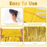 3-Pack Gold Foil Fringe Backdrop Curtains 3.3x8.2 ft for Party Decorations