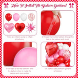 Pink Balloon Garland Arch Kit,Red Pink White Balloon Garland With 18Inch Heart Balloons And 22Inch Star Balloons For Mother'S Day Valentines Birthday Wedding Anniversary Party Decorations