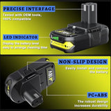 4.0Ah Battery Replacement For Ryobi 18V Battery P102 P103 P104 P105 P107 18Volt One+ Lithium Batteries (2Pack)
