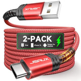 USB C Cable [2-Pack 6.6ft], Fast Charging Cord for iPhone 15, Galaxy, LG - Red