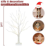 Artificial Tree For Christmas Decorations, 2Ft Birch Tree With Led Lights, Warm White Fairy Lights Spirit Tree Lamp For Home Indoor Tabletop Centerpiece, Battery Powered, Timer