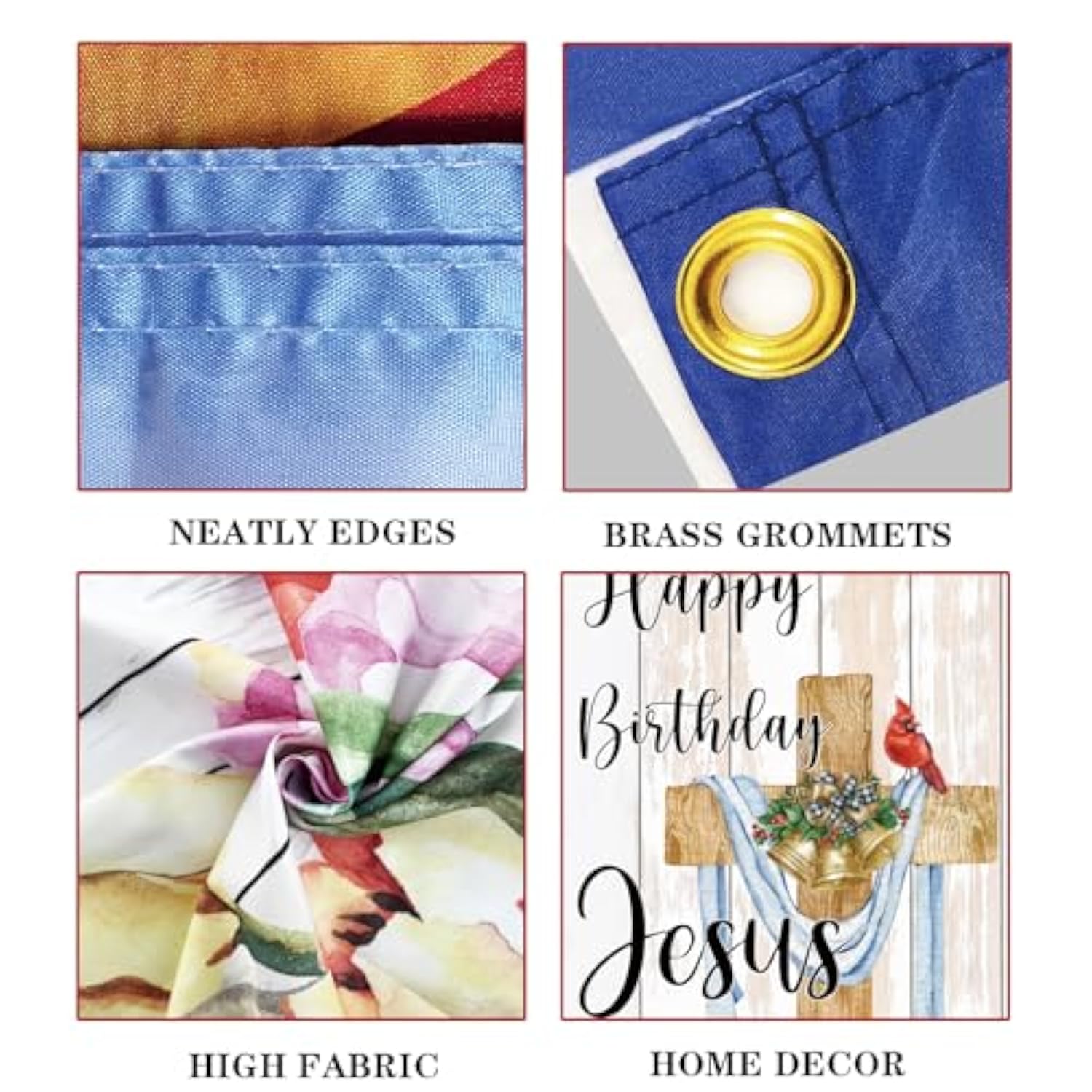 Religious Jesus Christmas Door Banner, Happy Birthday Jesus Welcome Door Cover, Christian Jesus Nativity Cross Winter Holiday Porch Sign Door Decor Backdrop Banner 70.9 X 35.4 Inches