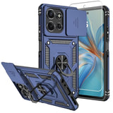 For Moto G Power 5G 2025 Case,With Screen Protectors And Camera Cover,[Military Grade] 16Ft.Drop Tested Cover With Magnetic Kickstand Protective Case For Motorola G Power 5G 2025, Blue