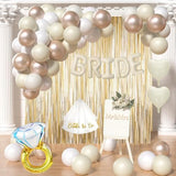 62pcs Beige Bridal Shower Kit with Balloons, Veil, Curtains & Wedding Decor