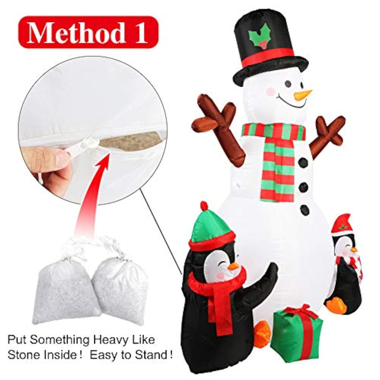 6Ft Christmas Inflatables Outdoor Decorations, Upgrade Cute Inflatable Snowman Penguins Blow Up Yard Decorations With Ro