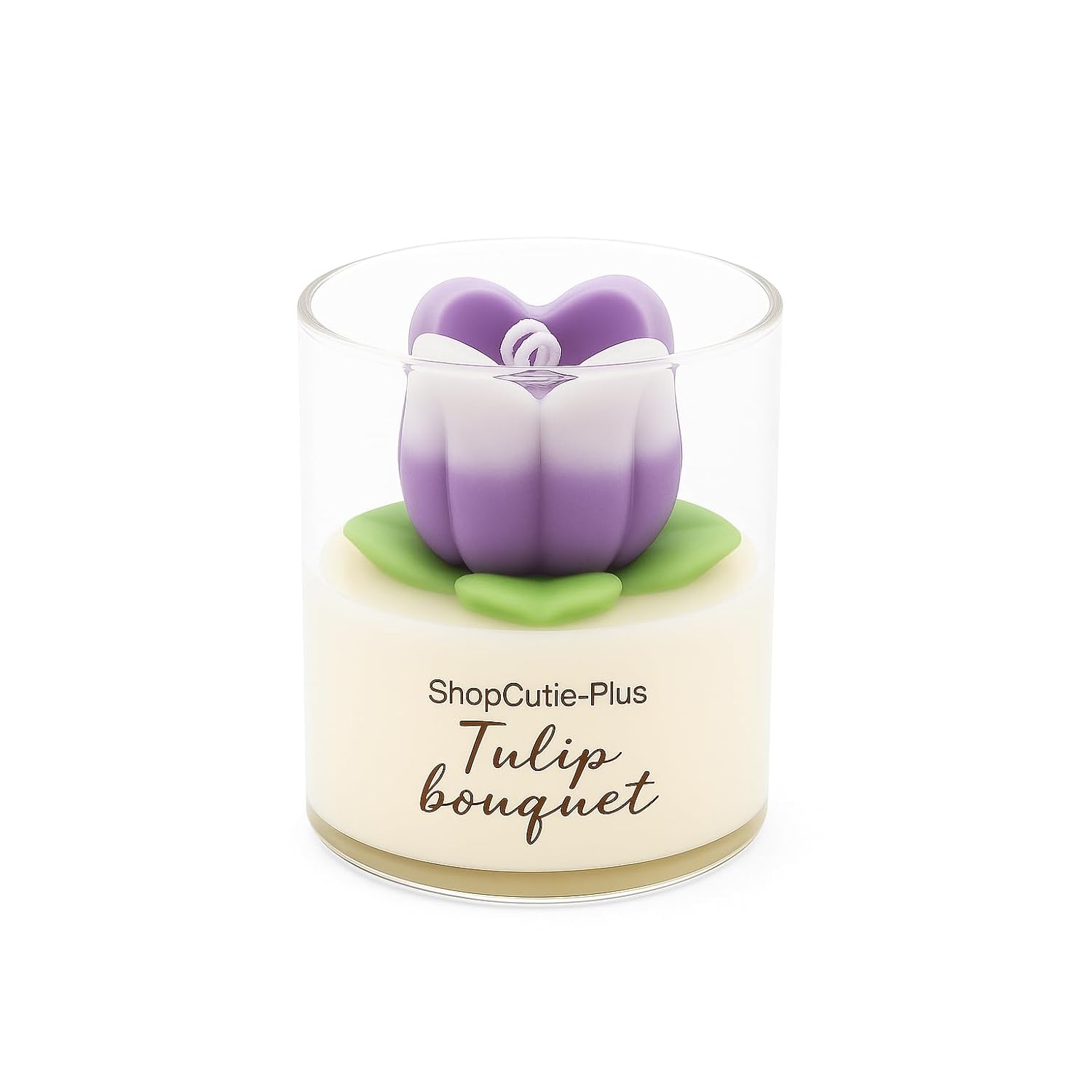 Shopcutie-Purple Tulip Glass Jar Soy Wax Candle-Handmade Decorative Candle With Lavender Fragrance, Long Lasting Burn, Gift-Ready For Wedding & Home Decor(1 Unit)