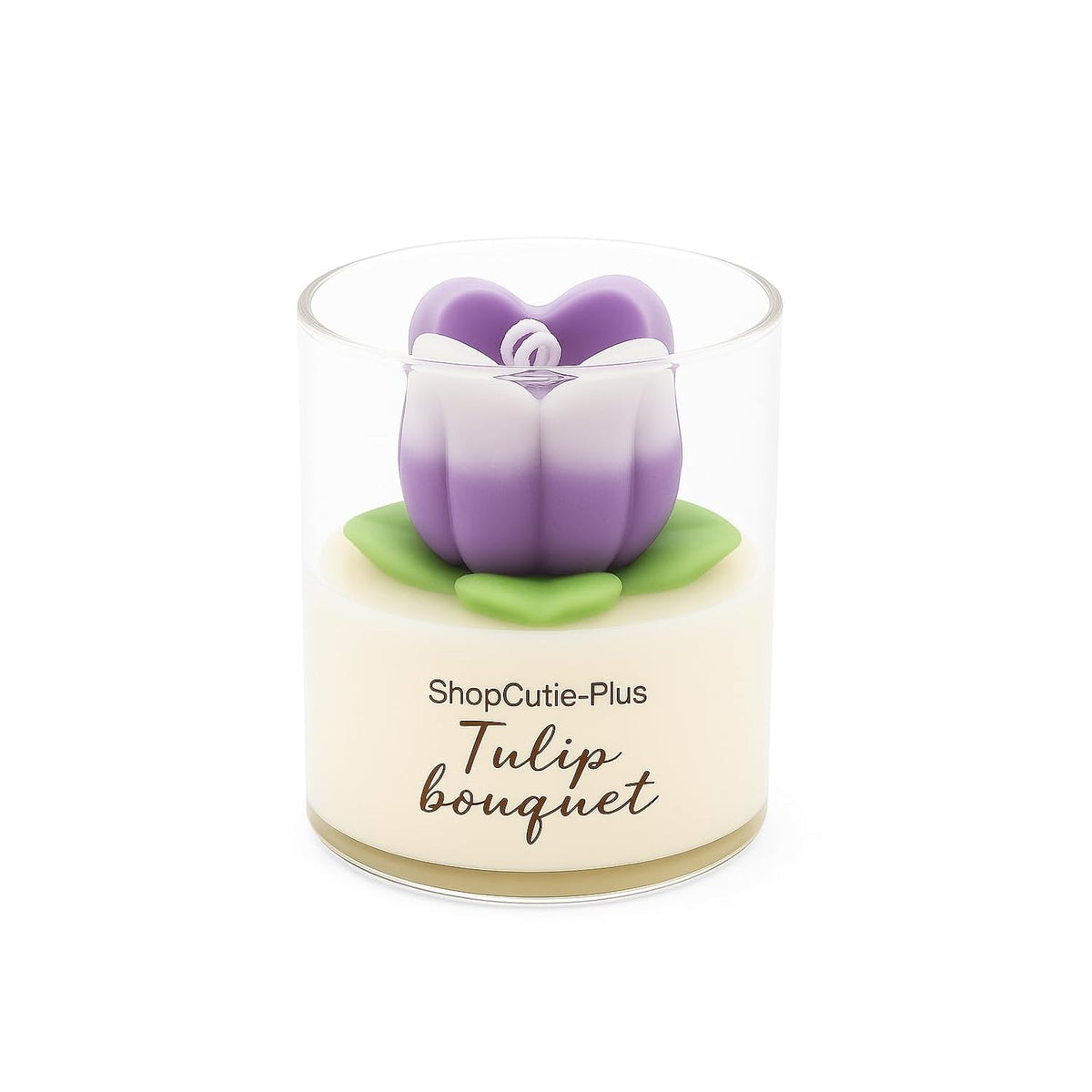 Shopcutie-Purple Tulip Glass Jar Soy Wax Candle-Handmade Decorative Candle With Lavender Fragrance, Long Lasting Burn, Gift-Ready For Wedding & Home Decor(1 Unit)