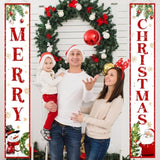 Christmas Door Banner-Christmas Outdoor Decorations Outdoor Santa Claus Snowman Merry Christmas Porch Sign Red Xmas Party Supplies