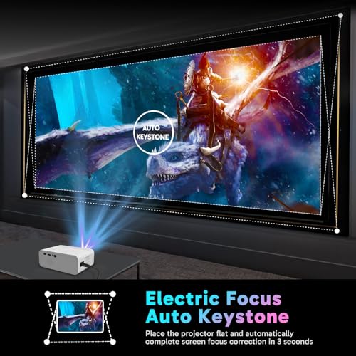 Electric Focus Mini Projector With 5G Wifi And Bluetooth, Support Fhd 1080P Smart Video Projector, 12000L Portable Movie Projector With Auto Keystone Compatible With Ios/Android/Tv Stick/Hdmi/Ps5
