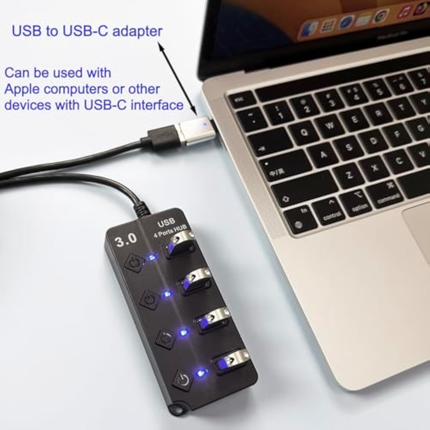 Usb Hub 3.0, Usb Splitter1 In 4 Out, Usb Extender Usb Adapter Multiple Port Us