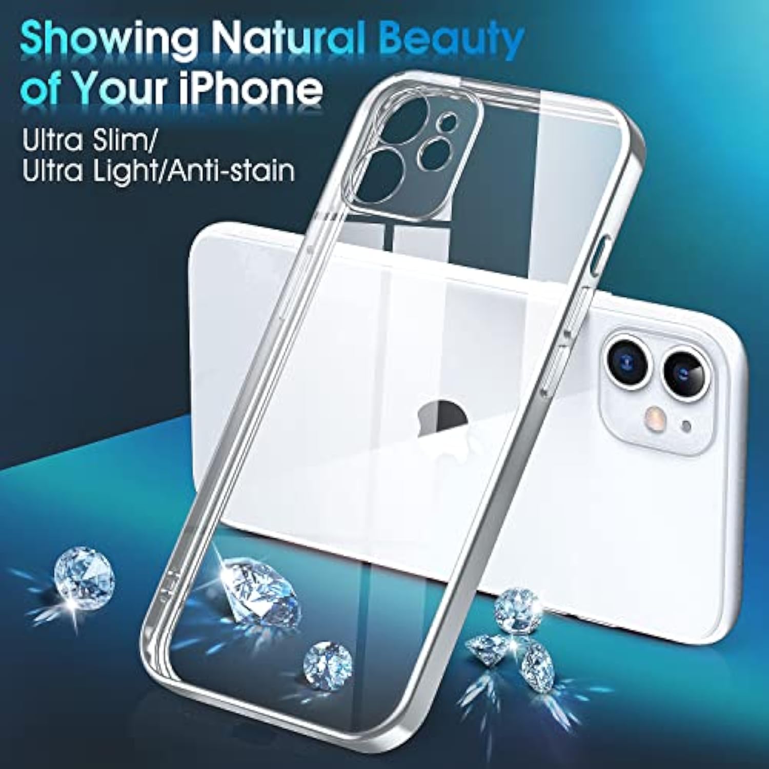 Crystal Clear Case For Iphone 11, [Not Yellowing] [Camera Protection] [ Grade Drop Tested] Transparent Shockproof Protective Phone Case Soft Silicone Slim Cover, 6.1 Inch, Silver
