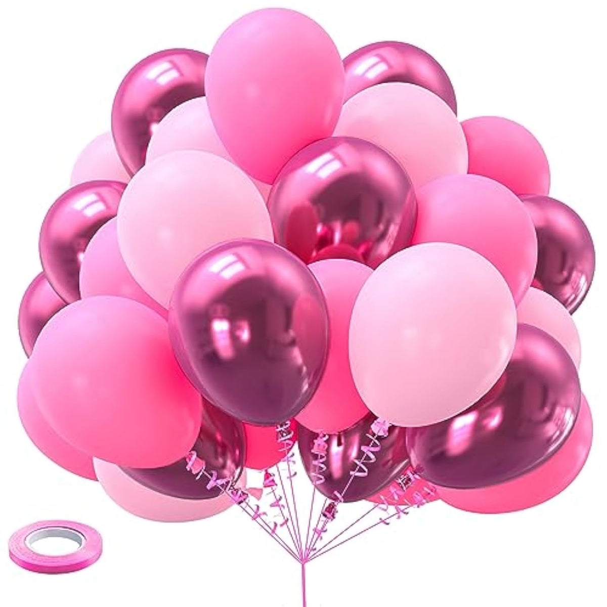 Pink Balloons Metallic Hot Pink Balloons 60Pcs 12Inch Light Pink Dark Magenta Pink Latex Balloons For Grils Birthday Princess Baby Shower Wedding Party Supplies Decoration