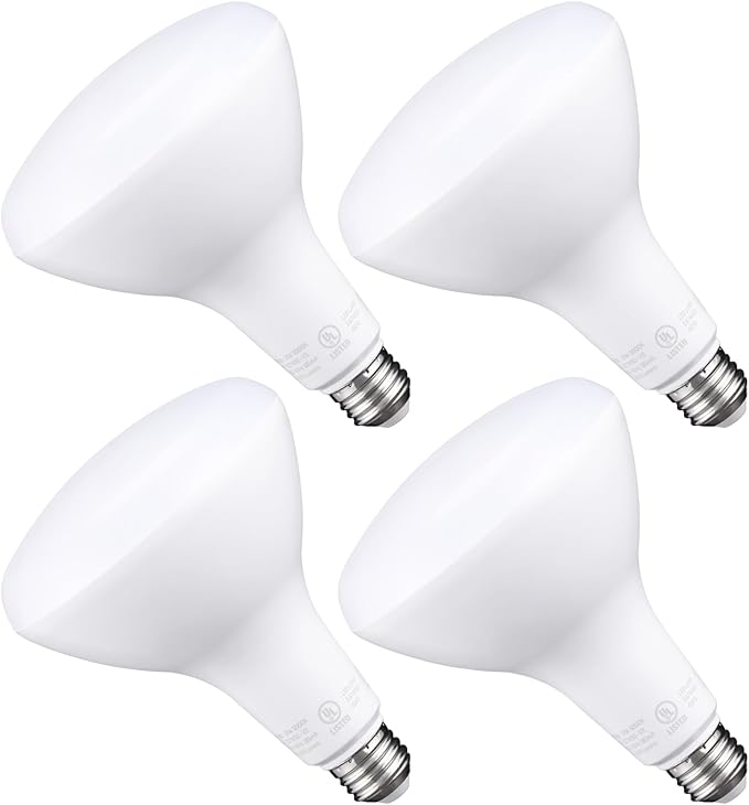 4 Pack BR40 LED Flood Light Bulbs 17W 100W Equivalent 5000K Daylight Dimmable E26 Base