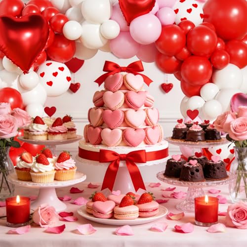 Valentines Day Balloon Arch Kit, Valentines Day Party Decorations with Pink White Red Heart I LOVE YOU Balloons XOXO LOVE Boxes for Bachelorette Engagement Birthday Girls Galentines