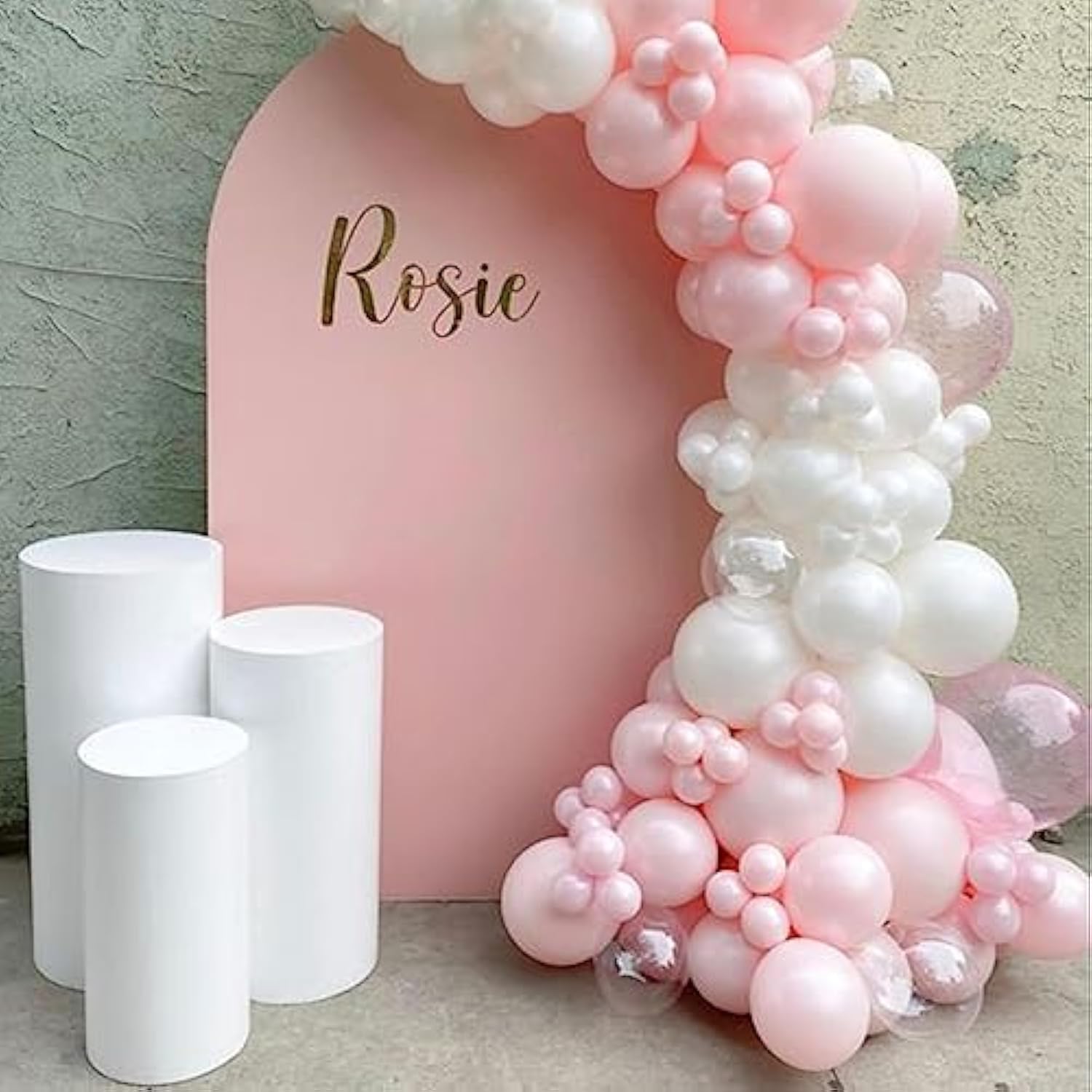 Pink & White Metallic Chrome Confetti Latex Balloons - 12 Inch Ribbon Party Balloons Set For Girls' Birthday Princess Parties
