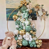160Pcs Sage Green Gold Balloon Arch Kit with White Sand & Confetti Balloons