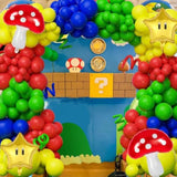 156Pcs Red Blue Green Yellow Balloon Garland Kit Mushroom Star Balloons For Cartoon Video Game Theme Super Bros Birthday Game Birthday Party Supplies