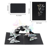 3D Pop-Up Butterfly Greeting Card (5.9x7.9 Inches) - Black Card with Cutout Colorful Butterflies, Envelope & Insert Card - Birthday, Sympathy, Thank You Gift for Her, Mom, Friend