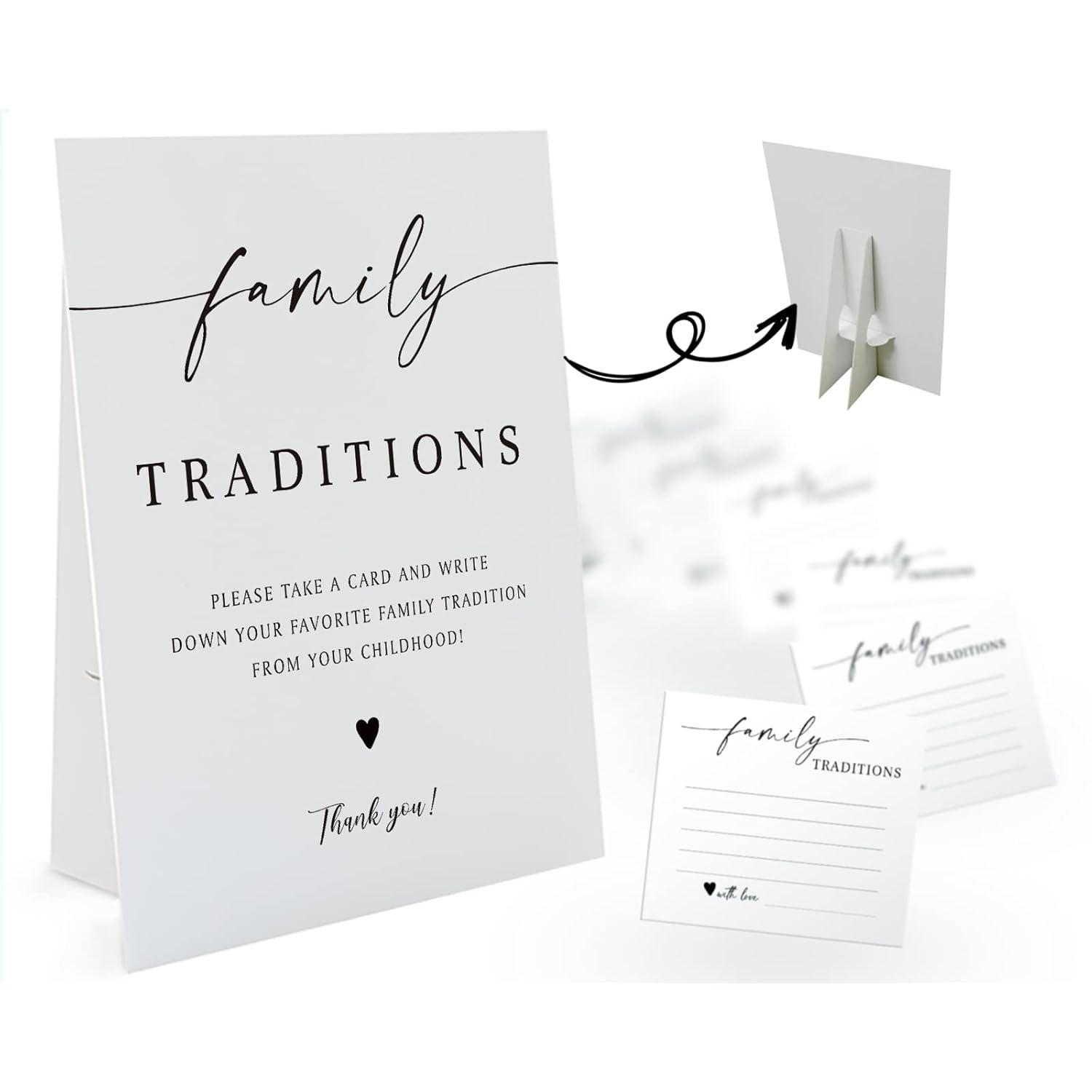Minimalism Theme Favorite Family Traditions Baby Shower Games Set(1 Sign And 20 Cards), Games For Baby Shower, Wedding Shower, Bridal Shower, Game Night, Gender Reveal Party, Family Day Decorations 08