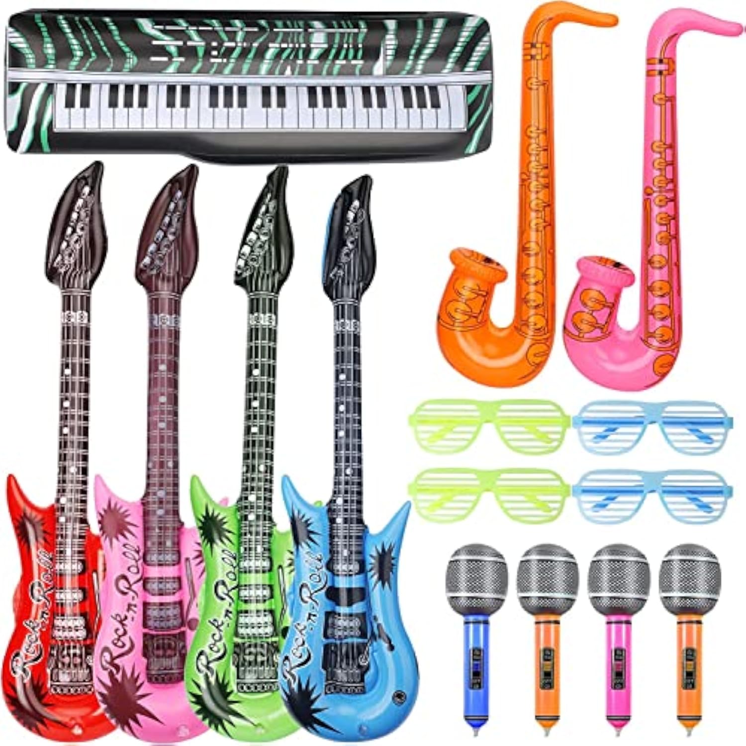 15pcs Inflatable Guitar Balloons 70s 80s 90s Party Decorations Pool Toys for Kids Adults