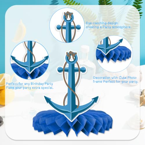 Nautical Party Table Decoration Nautical Honeycomb Centerpiece, Sailor Themed Party Decorations, Ocean Voyage Honeycomb Centerpiece Decoration for Cruise Nautical Birthday Party Supplies