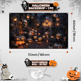 XtraLarge Spooky Halloween Backdrop 72x44 Inch Pumpkin Banner Party Decoration