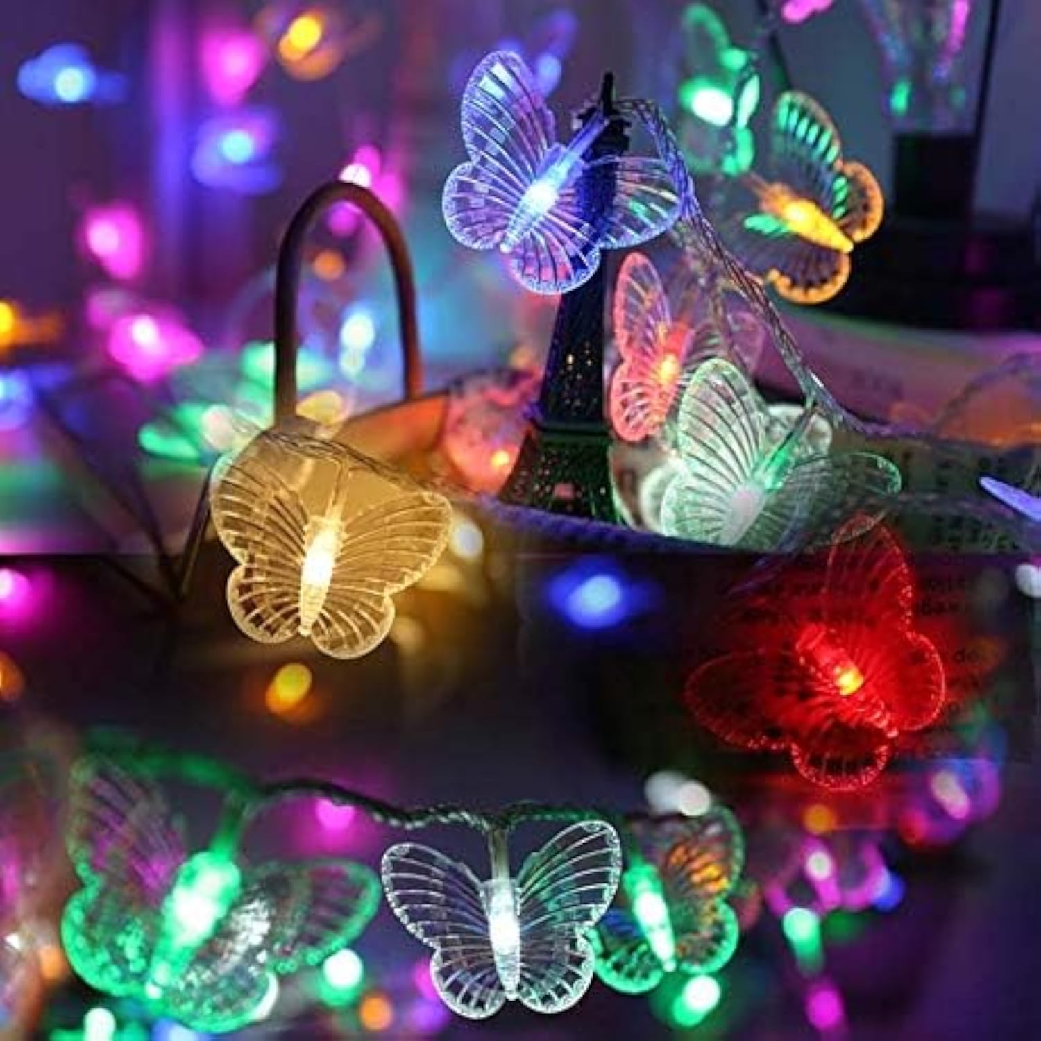 Butterfly Curtain Fairy Light, 8 Modes 120 Led Usb Window Firefly Twinkle Timer String Lights 24 Butterflies With Remote