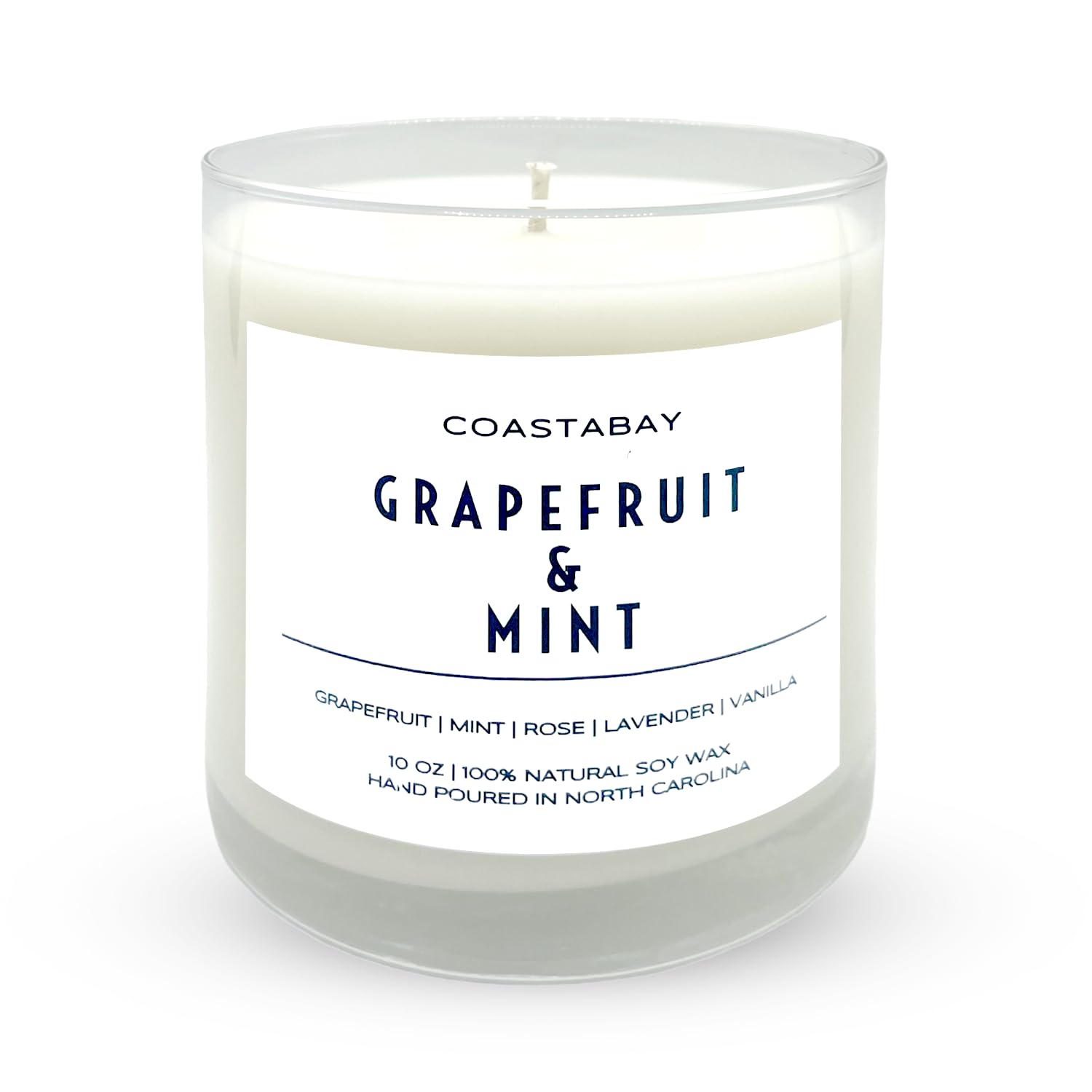 Mint And Grapefruit Candle | Summer Citrus Candles, Handmade In Usa, All Natural Organic 100% Soy Jar Candles, Long Lasting 50+ Hour Burn, 10Oz
