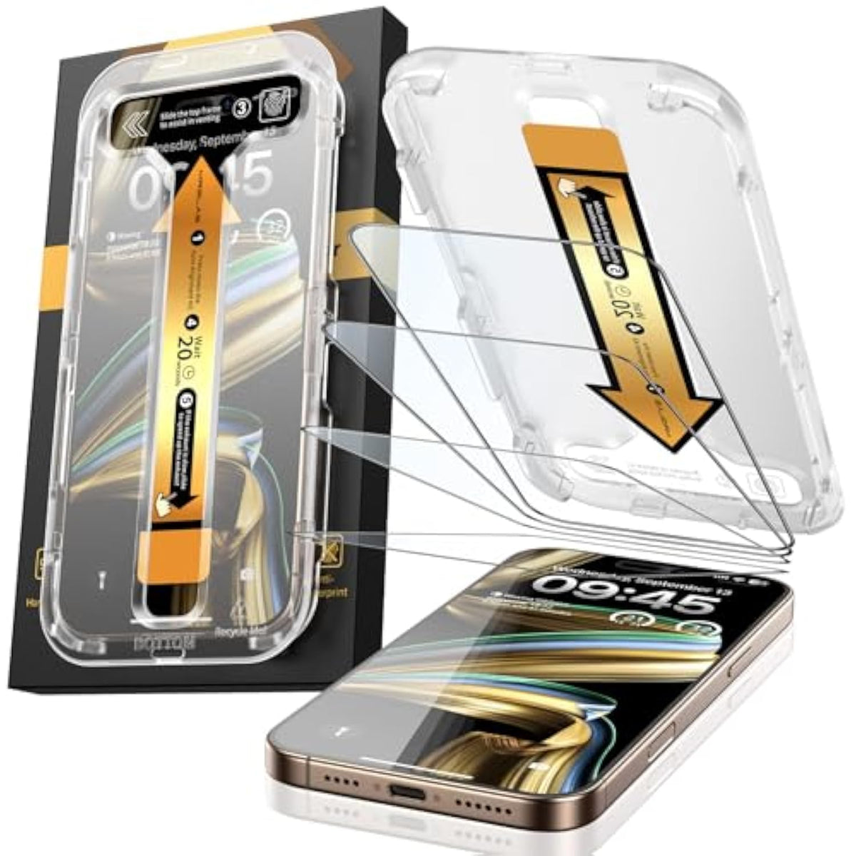 4-Pack Screen Protector For Iphone 16 Pro Max [9H+ -Grade Aerospace Glass][Auto-Alignment Kit][Hd Clear] Shatterproof Tempered Glass Film For 16 Pro Max 6.9" Case-Friendly, Zero-Bubble
