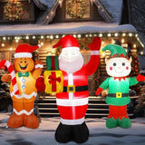 3 Pack 5 Ft Christmas Inflatable Santa Claus Gingerbread Man Elf Decor Lighted Blow Up Christmas Yard Decoration With Bu