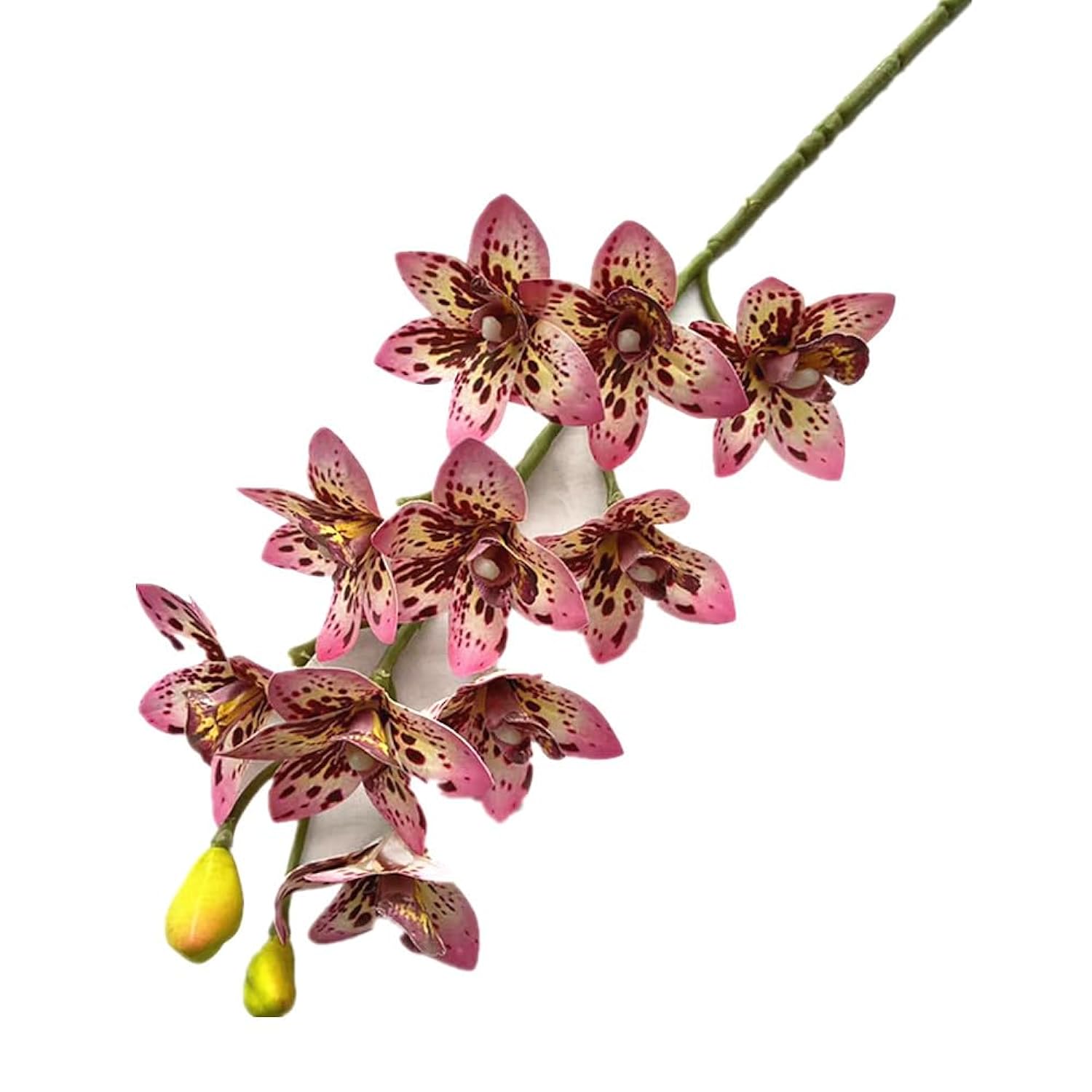 4Pcs Artificial Cymbidium Orchid Flower Plant 3D Print Vanda 10 Heads Latex Phalaenopsis Flower (Pink)