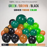 135pcs Green Black Brown Gamer Balloon Garland Kit for Video Game Party