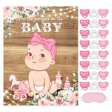Pin The Pacifier Baby Shower Game Baby Shower Party Decorations Include Large Poster 24 Pacifier Stickers Blindfold Game Set For Birthday Party Decor Supplies(Country Girl)