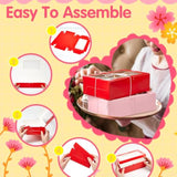 50 Set Valentine'S Day Pink Cookie Boxes With Window 9X6X3 Inches Red Pink Bakery Box For Gift Giving With Rope Love Card For Valentine Wedding Chocolate Pastries Dessert Packaging