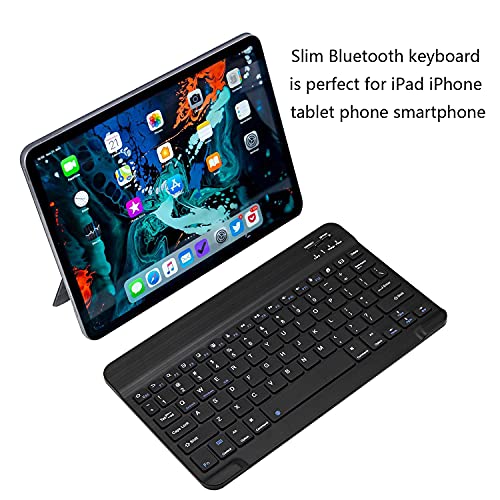 Ultra-Slim Bluetooth Keyboard Portable Mini Wireless Keyboard Rechargeable For Apple Ipad Iphone Samsung Tablet Phone Smartphone Ipados Ios Android (10 Inch Black)