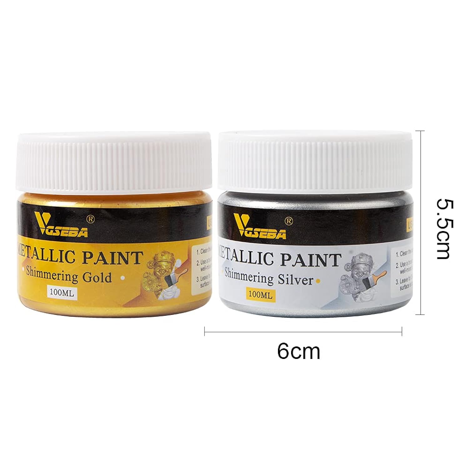 Acrylic Paint Metallic Gold And Silver,200Ml Gold Leaf Paint For Art, Painting, Handcrafts,Ideal For Canvas Wood Clay Fabric Ceramic Craft Supplies,Non Toxic,Non Fading